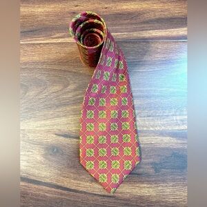 RICHEL ROYAL 100% Silk Red Necktie Handmade in Spain Dry Clean